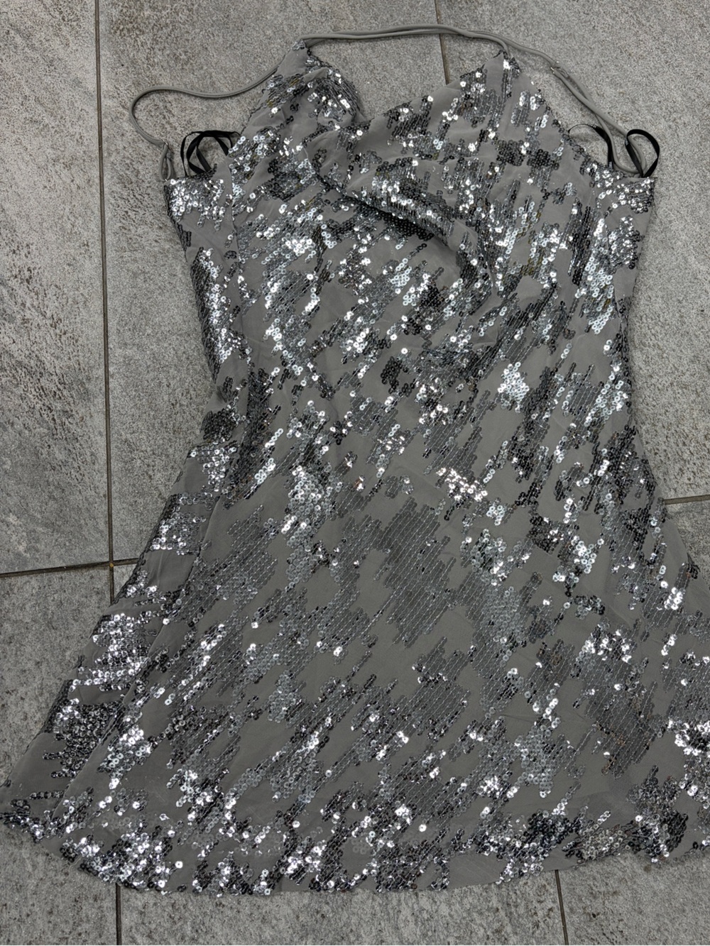Silver Sequin Evening Dress - Elegant Sparkle